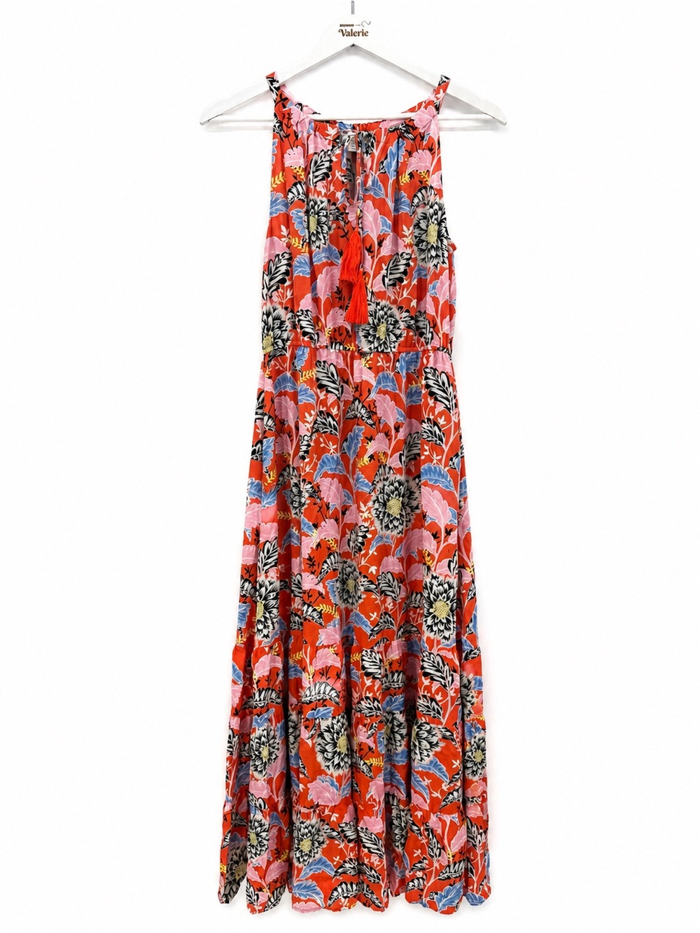 Sundance Orange Floral Colorful Maxi Dress Sleeveless Size Medium